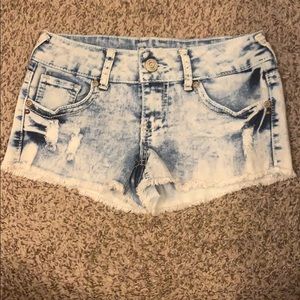 Acid wash jean shorts